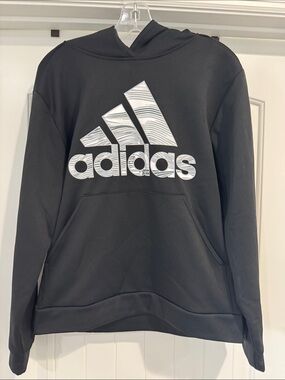 adidas Black Hoodie with Large White Logo Graphic